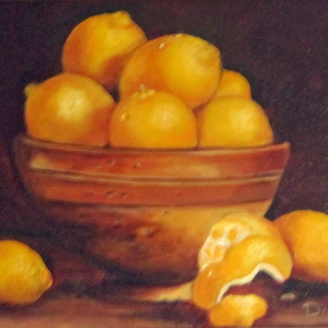 Lemons in Pottery Bowl