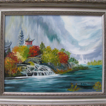 Pagodas and Waterfall