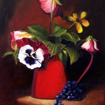 Pansies in Red Pot